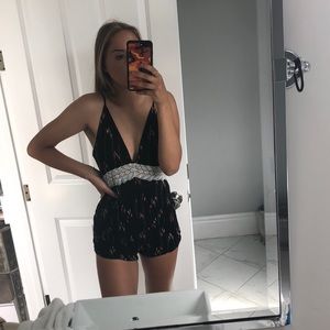 Black patterned romper